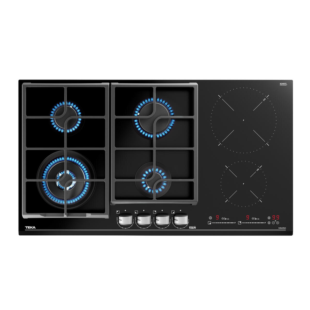 Parrilla Híbrida de Gas + Inducción Teka Jzc 96342 Bbb Bk Hybrid