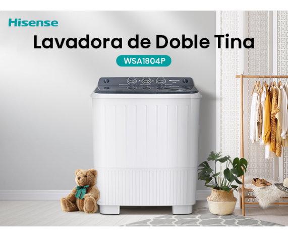 Lavadora Hisense Doble Tina 18Kg  Wsa1804P Gris